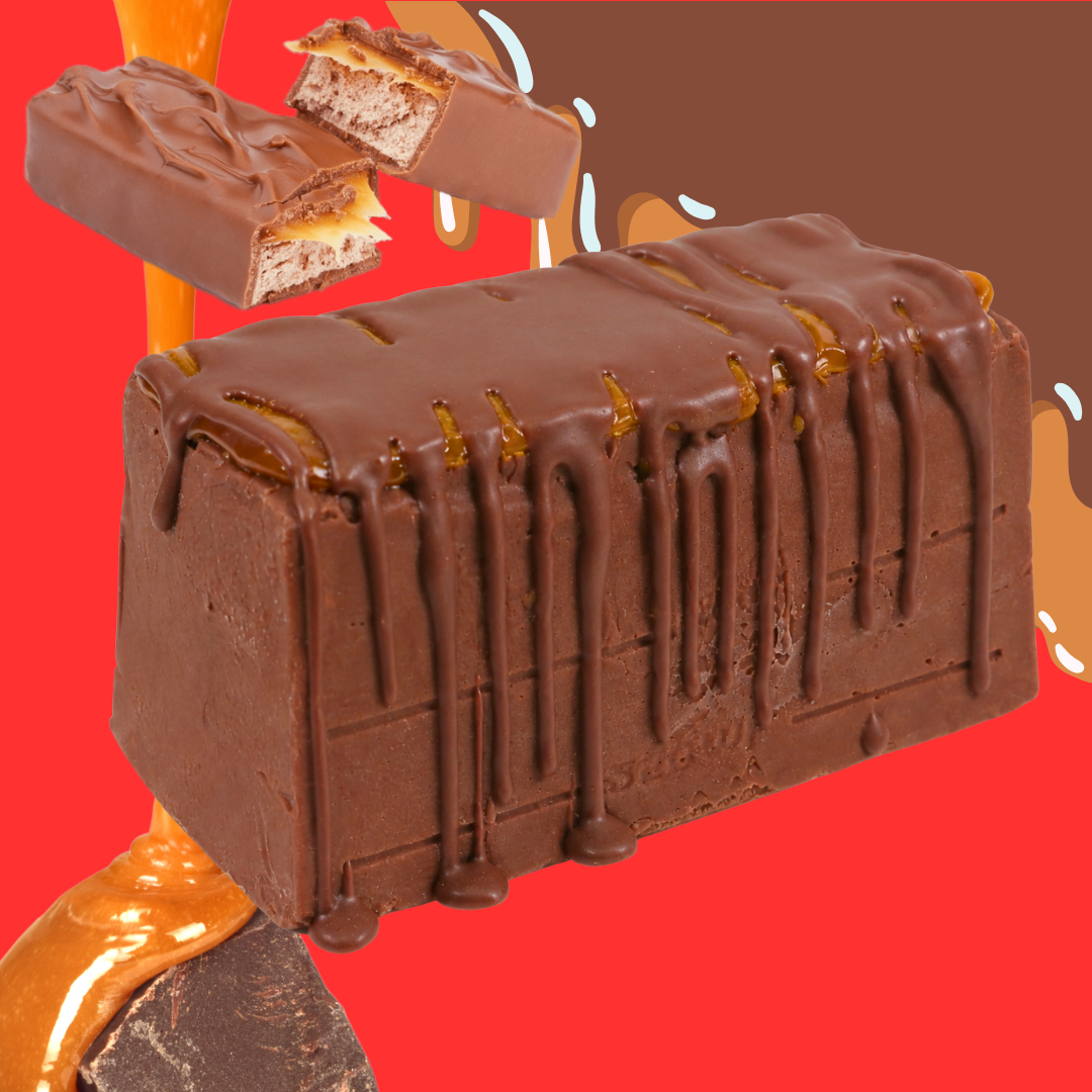 Close-up of Mars Fudge with chocolate fudge, Mars pieces, nougat and caramel